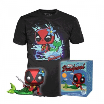 FUNKO POP! - MARVEL - Deadpool Mermaid Deadpool #321 mit Tee Größe L